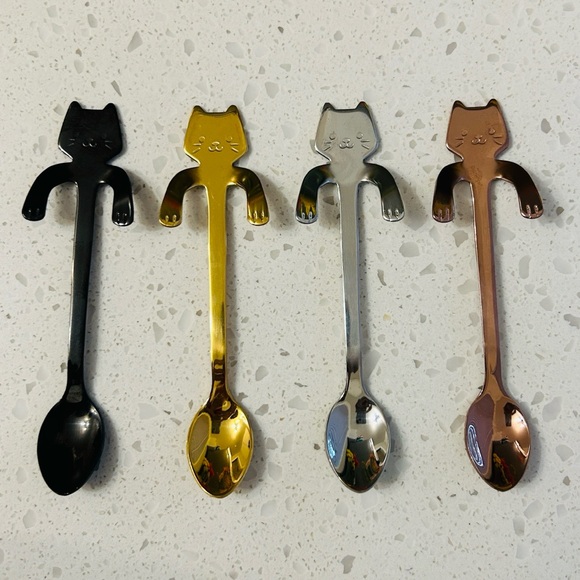 Other - 🐈 Kitty Cat Metallic Mini Hanging Spoon Set Of 4 NWT 🐈‍⬛